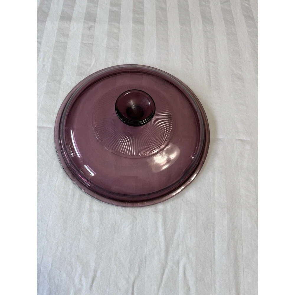 Vtg Visions Cranberry Glass Replacement Lid V2.5C 8.5” 2.5L Pot Pan Cover Pyrex